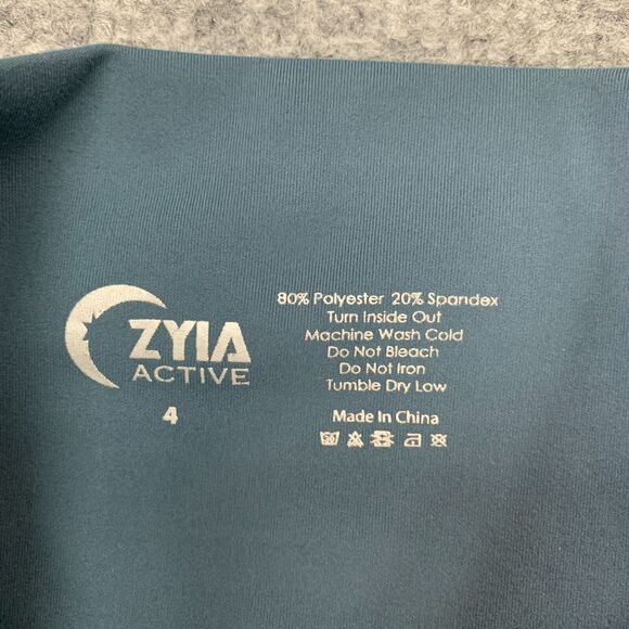 Zyia Active Hero Leggings Womens 4 Blue Slate Stretch Compression Side Pockets - Picture 4 of 13